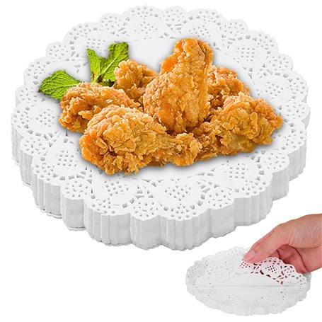 Lot de 280 petits napperons ronds en papier pour gâteau - 24 cm - Blanc - Pour décoration de gâteaux et desserts
