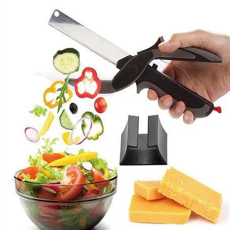 2 en 1 Chopper Cutter & Multifonction Cuisine Aliments Ciseaux Remplacez Vos Couteaux de Cuisine et Planche à Découper