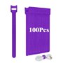 Ruayia Lot de 100 serre-câbles auto-adhésifs réutilisables - 12 x 150 mm - Câble de charge Hook & Loop Tape - Violet