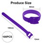 Ruayia Lot de 100 serre-câbles auto-adhésifs réutilisables - 12 x 150 mm - Câble de charge Hook & Loop Tape - Violet