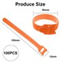 Ruayia Lot de 100 serre-câbles auto-adhésifs réutilisables 12 x 150 mm - Câble de charge Hook & Loop Tape - Orange