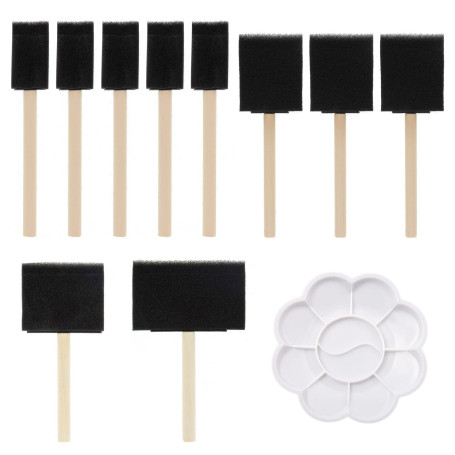 Lot de 10 pinceaux éponge en mousse avec 1 palette de prunes