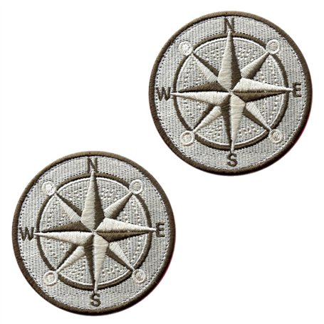 Lot de 2 écussons brodés avec motif de boussole humoristique - Avec broderie militaire - Pour vêtements