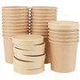 PINGEUI Lot de 50 gobelets à soupe jetables - 460 ml - Marron - Avec couvercle - En carton avec couvercle - Pour crème glacée