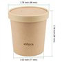 PINGEUI Lot de 50 gobelets à soupe jetables - 460 ml - Marron - Avec couvercle - En carton avec couvercle - Pour crème glacée, s