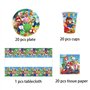 61pcs Super Mario vaisselle de fête d'anniversaire,Mario de fête ensemble, ensemble comprenant nappe assiettes gobelets serviett