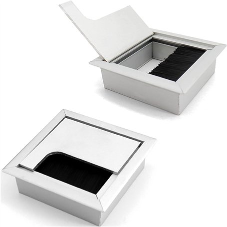 2Pcs Passe Câbles Encastrables Couvercle Passe-câble carré 80 x 80 mm avec Joint Brosse Passe Cable pour Table de Bureau Organis