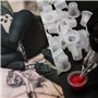 PIQIUQIU Lot de 100 capsules de tatouage - En plastique - Taille moyenne - 13 mm