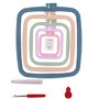 Lot de 5 cercles à broder rectangulaires carrés - Outil de couture pour artisanat - Couture pratique (multicolore) - Avec aiguil