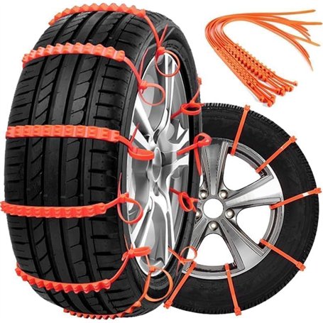 Lot de 10 chaînes à neige antidérapantes pour vélo électrique - Chaînes de roue en nylon - Pour briser la glace - Dents multicou