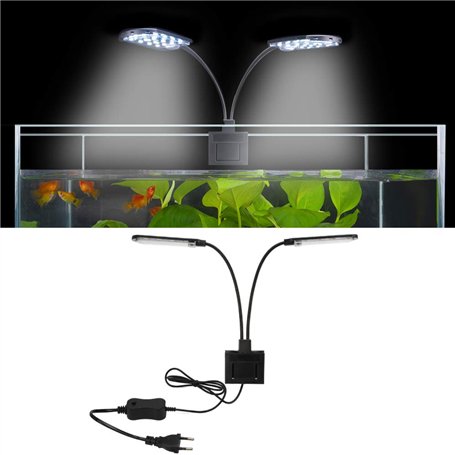 SENZEAL X7 Gemini LED Lumière Deux Têtes D'Aquarium 220V 15W 1600LM X7 Pour Réservoir de Poissons de 8 à 15 Pouces