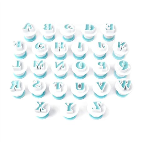 Emporte-pièce lettres et chiffres pour fondant - Alphabet - Décoration de gâteau - Kit d'éjection de tampons pour biscuits