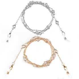 Zeayebsr 2 Pcs Chaîne Lunettes Femmes, Chaînes de Lunettes cordon lunettes femme Élégant Retenue de Lunettes Perles Support de S Zeayebsr 2 Pcs Chaîne Lunettes Femmes