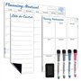ANLIOTE Calendrier Mensuel et Hebdomadaire Magnétique pour Frigo et Petit Tableau Liste de Courses avec 4 Marqueurs et 1 Effaceu