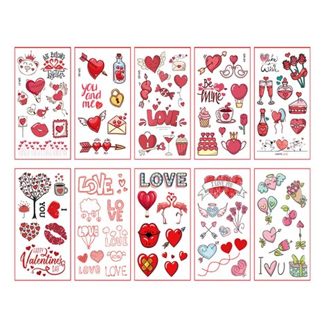 10 Feuilles de Tatouage Ephemere Femme