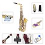 Btuty Saxophone alto en laiton brillant - gravure de Mi bémol, avec boutons en coquillage blancs naturels, étui, gants, chiffon 