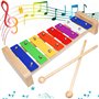 Xylophone Bois Instrument de Musique pour Bebe Enfant Adulte Glockenspiel Avec Maillet en Bois Jouets Musicaux 8 Clés Education