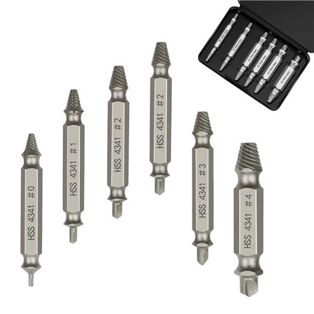 6 Pièces Extracteur De Vis Endommagé Vis Extracteurs HSS 4341 Ensemble D'extracteurs De Vis pour Boulons ou Vis Endommagés (Arge