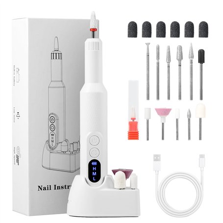 Brencco Ponceuse pour Ongles Professionnel Sans Fil Polyvalence 12 en 1