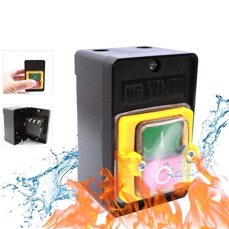 cersaty® Bouton Poussoir Etanche interrupteur Sécurité 220 V / 380 V 10A ON/OF pour Machines Textiles D'Équipement Mécanique