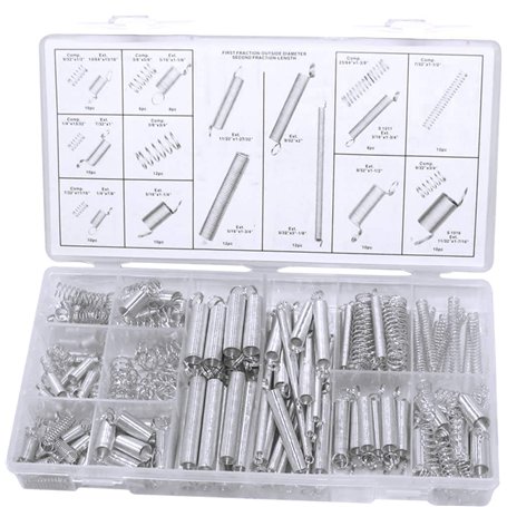 Assortiment de Ressorts de Compression et Traction 200 Pièces avec Boîte de Rangement - Tension et Pression