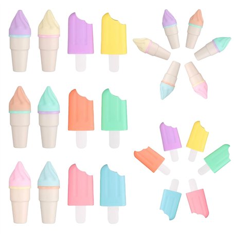 Lot de 24 mini surligneurs en forme de glace - Petits surligneurs amusants - Mini stylo de marquage en forme de glace - Pastel t