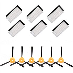 Amoy Kit d'accessoires de rechange 6 brosses latérales + 6 filtres HEPA + 6 éponges compatibles avec les aspirateurs Ecovacs Dee