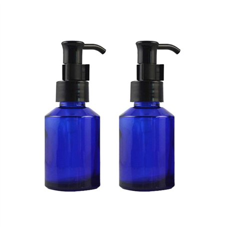 2PCS flacons de lotion vides en verre de 60 ml avec couvercle de pompe noir et système de verrouillage pour cosmétiques et cosmé