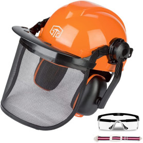 Casque de sécurité forestière industrielle - Système de protection auditive et faciale - Certifié CE EN397 - Casque professionne