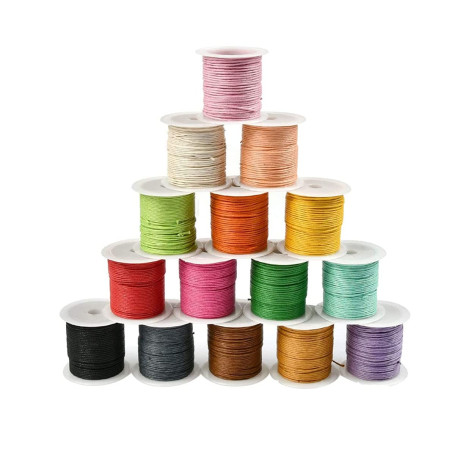 DARENYI Lot de 15 rouleaux de cordon ciré pour la fabrication de bijoux