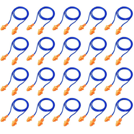 PIQIUQIU Lot de 20 paires de bouchons d'oreilles en silicone souple pour dormir - Réduit le bruit - Protection auditive avec cor