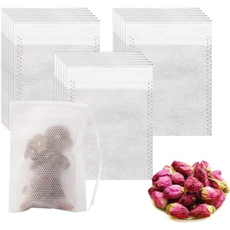 Lot de 200 sachets à thé avec cordon de serrage - En tissu non tissé - Pour feuilles de thé en vrac