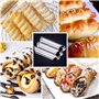 Cannoli Set de 12 Tubes Cannoli Moules/Tubes Plat de Cuisson en Corne en Acier Inoxydable