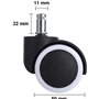 WANGZAIZAI 5X Rouleau de Sol Dur 11 / 50mm - également pour sols Souples - caoutchouté - roulettes de Chaise de Bureau 360 ° rou