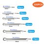 WeqeYent Assortiment de 220 goupilles fendues M1.0/M1.5/M2/M2.5/M3/M4 en acier inoxydable 6 tailles assorties de clips de fixati