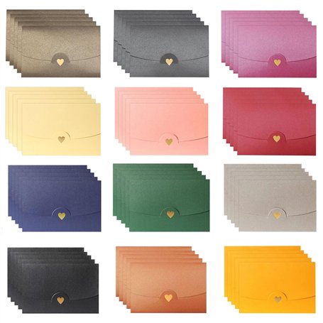 60 Pièces Mini Enveloppes Colorées Enveloppe Cartes Cadeaux Petite Enveloppe avec Fermeture Coeur Enveloppe Kraft pour Lnvitatio