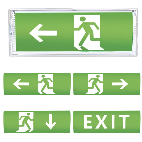 WIYETY Éclairage de secours à LED: éclairage de secours à LED avec 4 pictogrammes de sortie de secours