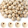 Diompirux 120 Perles Naturelles Rondes 20mm en Bois Avec Trou
