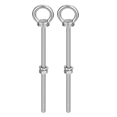 Sourcing Map Œil Boulon de Levage M6x120mm - 2 Ensembles Avec Écrou et Rondelle - 304 Inox Acier Épaulement Anneau Pour Accrocha