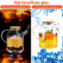 Kasanni Theiere Verre 1.8l Couverture en Bois Avec Filtre RéSistant au Froid et à la Chaleur, AntidéFlagrant Verre Borosilicaté