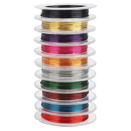10 rouleau Fil de fer pour Bijoux Coloré Fil de Cuivre Métallique 0.3mm Bijoux Artisanat Faire pour Perlage et Bijoux Art Floral