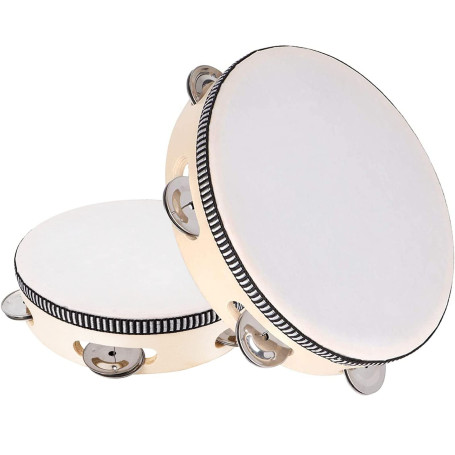 2 Pièces Tambourin à la Main en Bois