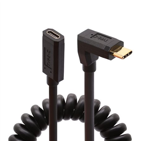 Coild Câble d'extension USB C à 90 degrés avec ressort spiralé