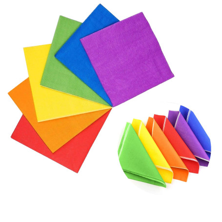 Lot de 120 serviettes en papier carrées colorées à 2 plis