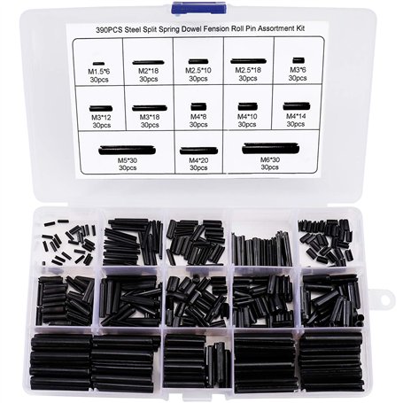 QIMEI-SHOP Goupille élastique Fendue Goupilles Fendues en Acier au Manganèse Assortiment Kit M1.5 M2 M2.5 M3 M4 M5 M6 avec la Bo