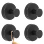 Bukuhlio Lot de 4 crochets à ventouse noirs - Sans perçage - Crochets à ventouse - Crochets muraux extra solides - Pour salle de