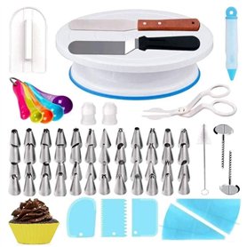 Koksi Lot de 69 ustensiles de décoration de gâteaux -Plateau tournant pour gâteau, ensemble de douilles et de poches à glaçage,  Koksi Lot de 69 ustensiles de décoration de gâteaux -Plateau tournant pour gâteau