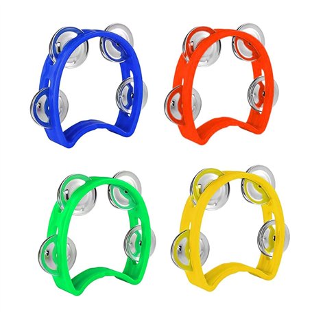 Wekuw 4 Pièces Tambourin en Forme de Croissant à Manivelle Tambourin de Lune Tambourin à Main Convient Pour L'Éducation de la Pe