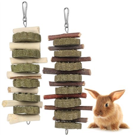 Xinzistar 2 Pièces Jouets à Mâcher pour Petits Animaux Lapins Hamsters Chinchillas Cobayes Cochons d'Inde Branches de Pommier Na