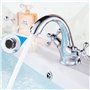 Mitigeur de lavabo monobloc traditionnel victorien vintage chromé double poignée en croix